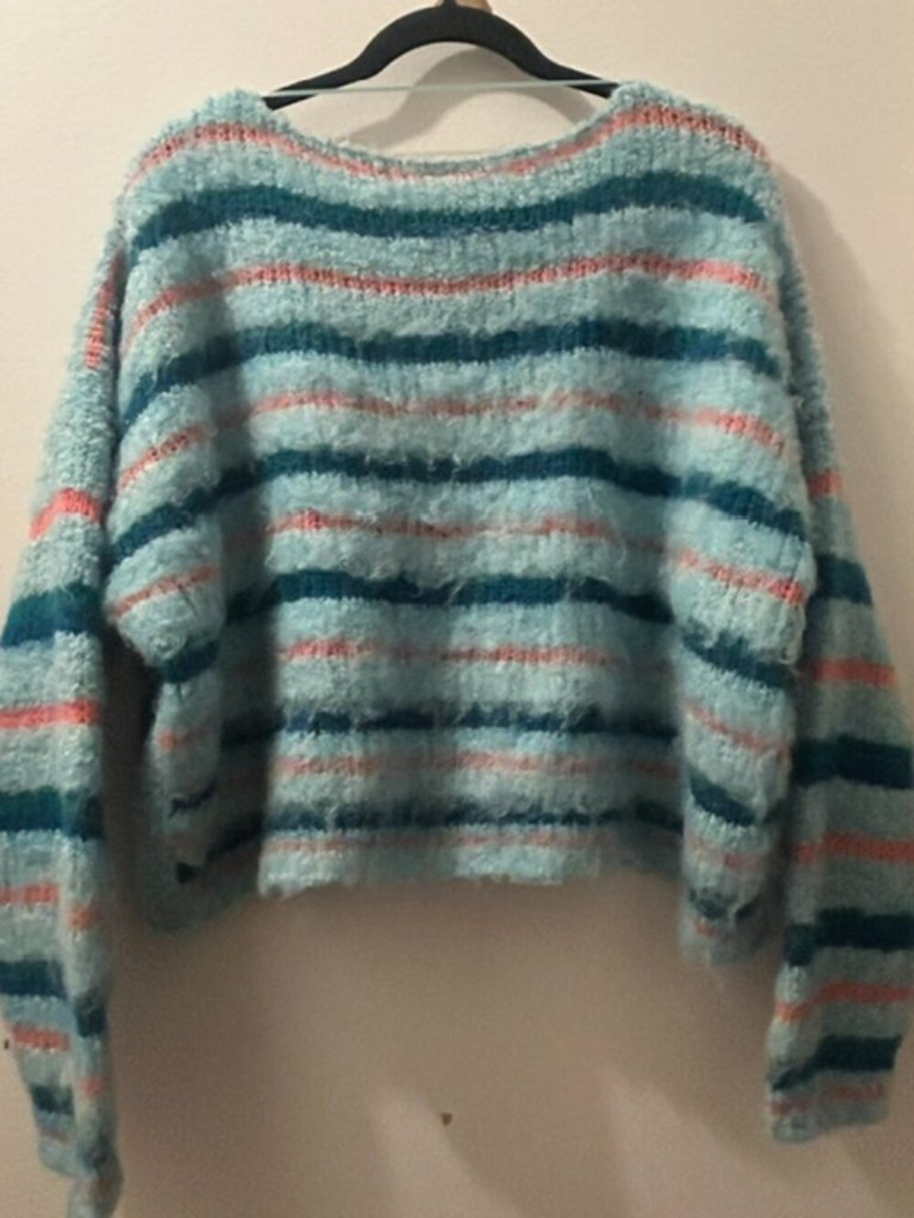 Free People Lily Pullover Fuzzy Soft Pull On Sweater in the Mosaic Sky Combo NWT - Picture 16 of 16